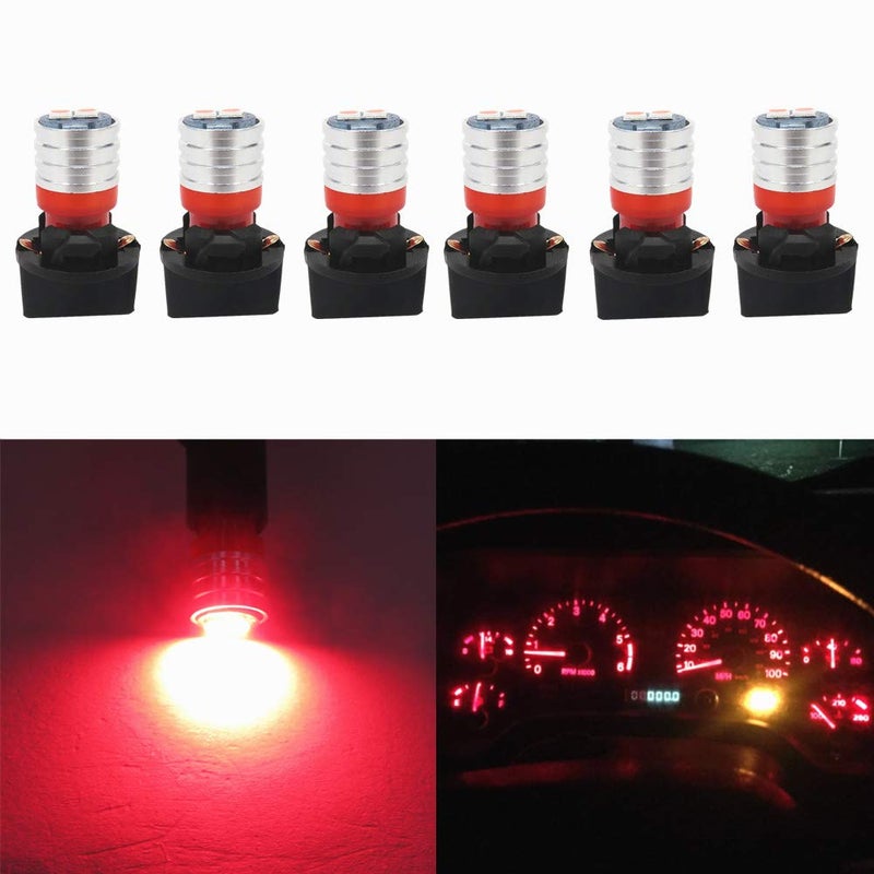 WLJH T10 Led Bulb Pc194 Pc195 Pc168 Dash Lights Instrument Cluster Bulbs Lights Twist Locks Socket Base Dashboard Panel Gauge w5w 194 Led 12V Easy To Install (Red,Pack of 6) - Image 1